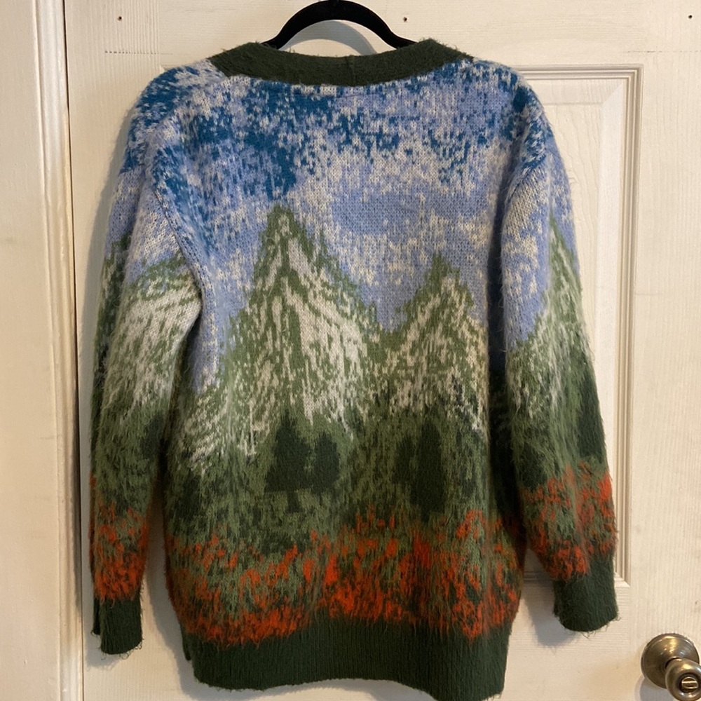Urban Outfitters Landscape Fuzzy Grandpa Cardigan (Oversized Fit)